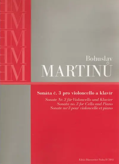 Sonáta č. 3 pro violoncello a klavír - Bohuslav Martinů Akční Cena