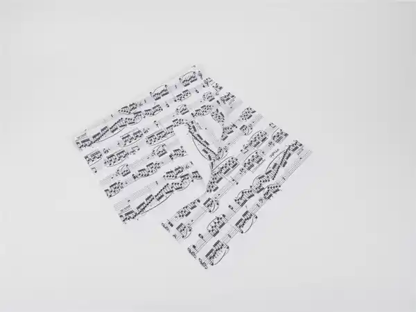 Šátek s potiskem - noty černá/bílá barva - 25*50 cm Ověřený