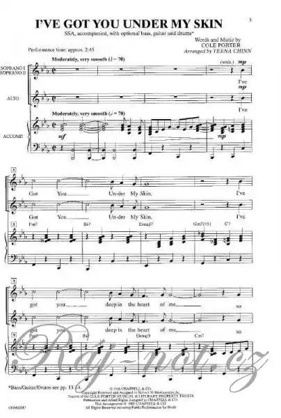 I‘VE GOT YOU UNDER MY SKIN / SSA* + piano/chords Akce