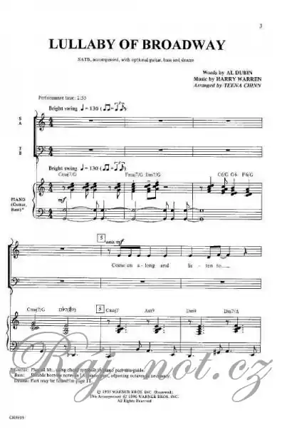 Přímo Od Výrobce LULLABY OF BROADWAY / SATB