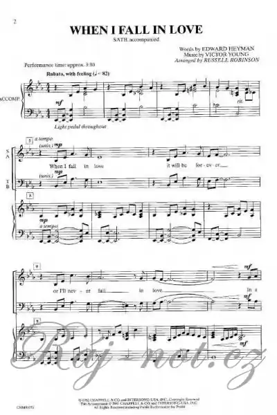 WHEN I FALL IN LOVE / SATB Nejprodávanější