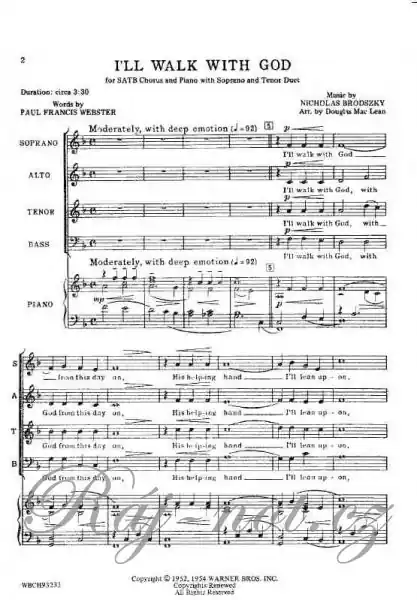 Tovární Cena I‘LL WALK WITH GOD / SATB + piano