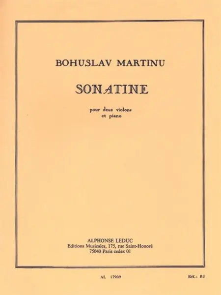 Sonatine For Two Violins And Piano H198 - pro housle a klavír Vysoce Kvalitní