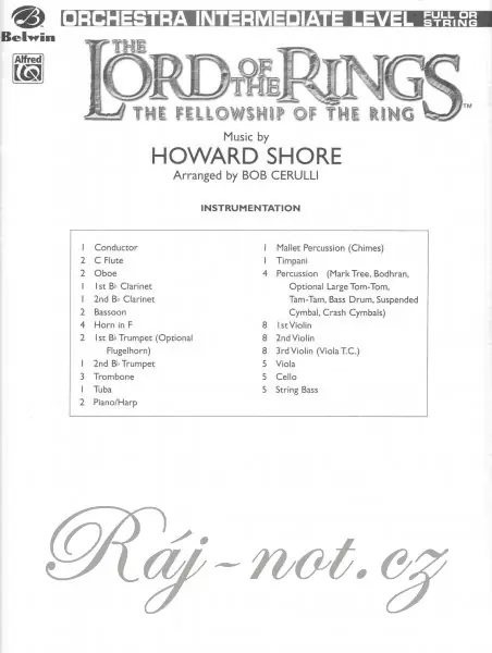 Cenově Výhodný The Lord of the Rings - The Fellowship of the Ring - for full or string orchestra / partitura