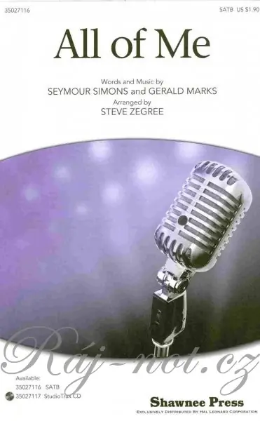 Levný ALL OF ME / SATB* + piano/chords