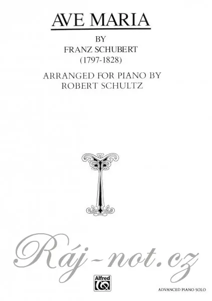 Odeslání Ihned Ave Maria noty pro klavír od Franz Schubert - sólo klavír