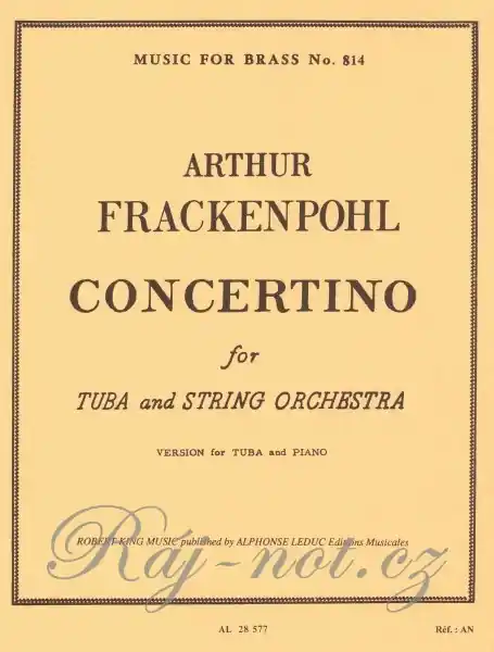 CONCERTINO by FRACKENPOHL ARTHUR / tuba & orchestra (piano reduction) Akční Cena