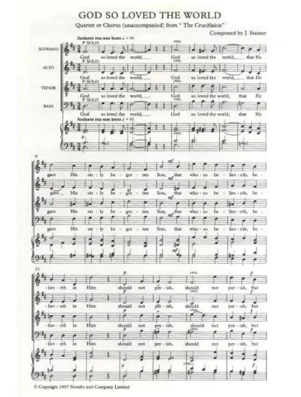 Poslední Šance John Stainer God So Loved The World (New Edition) (noty na sborový zpěv SATB) - SADA 5 ks