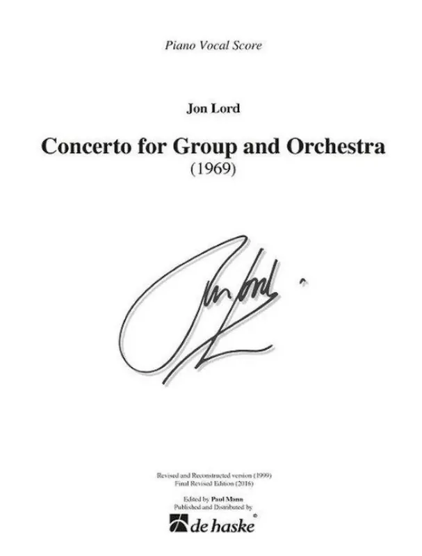 Jon Lord & Deep Purple Concerto for Group and Orchestra (noty na klavír, zpěv) Cenově Výhodný