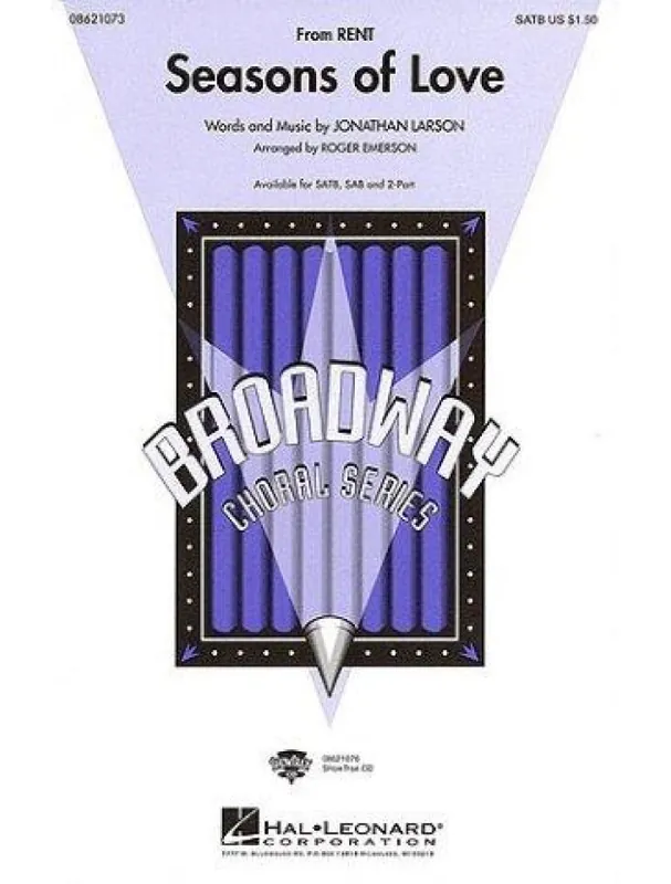 Jonathan Larson Seasons Of Love (Rent) - arr. Emerson (noty na sborový zpěv SATB, klavír) - SADA 5 ks Oblíbený