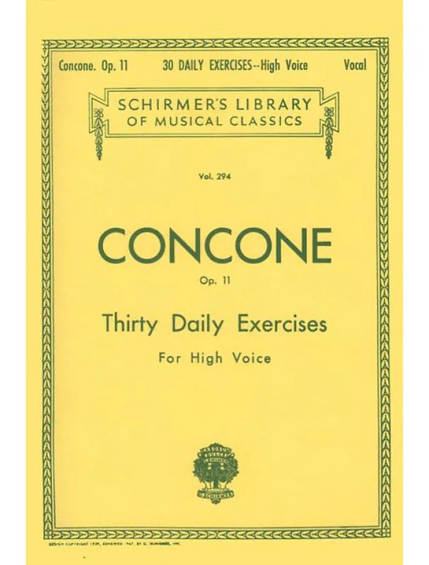 Ihned K Objednání Joseph Concone 30 Daily Exercises, Op. 11 - High Voice (noty na zpěv, klavír)