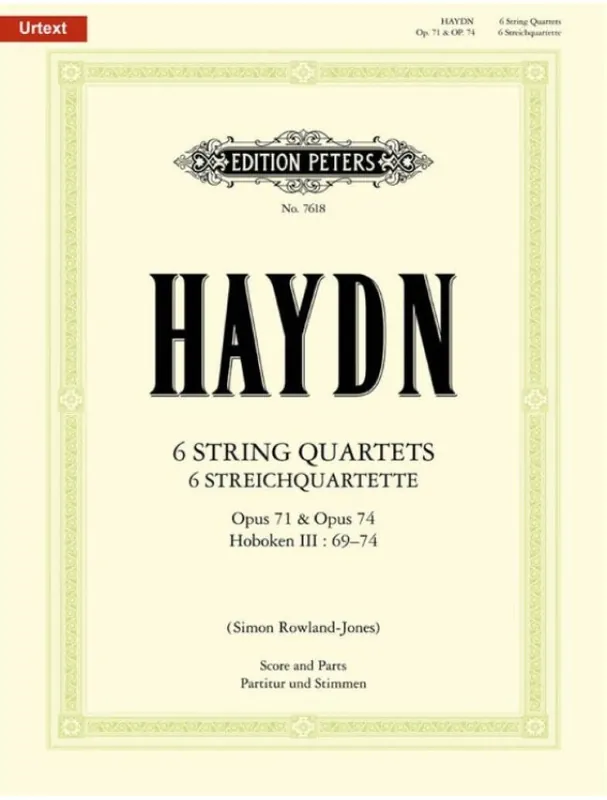 Joseph Haydn 6 String Quartets Op.71 & Op.74 (noty pro smyčcový kvartet, partitura, party) Nízká Cena