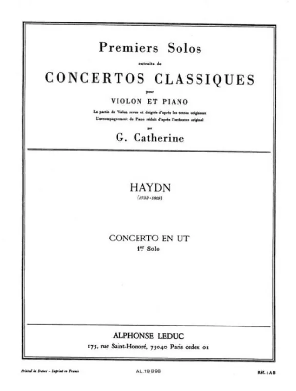 Joseph Haydn Extrait concerto En Ut Violon (noty na housle, klavír) Expresní Doručení