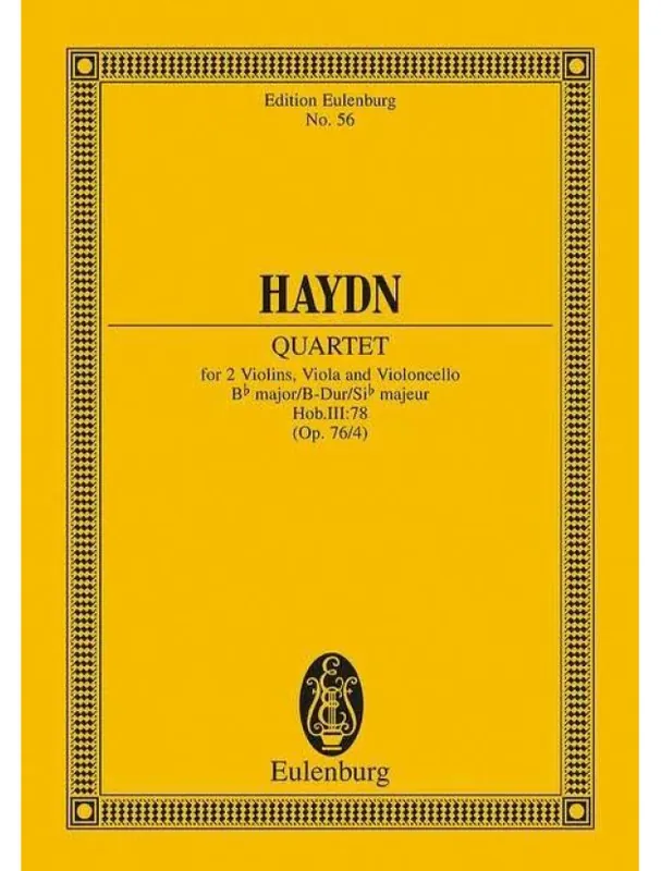 Joseph Haydn Quartet In Bb Major Op 76 No 4 (noty, partitura) Akce