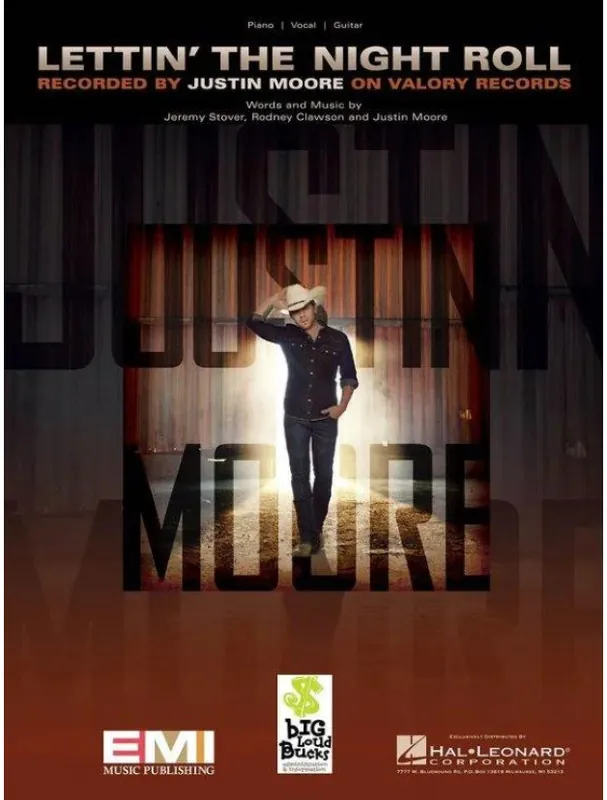 Justin Moore Lettin‘ the Night Roll (noty klavír, zpěv, akordy) Top Prodej