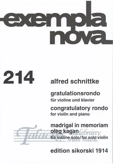 Congratulatory Rondo for violin and piano / Madrigal in memoriam Oleg Kagan for violin solo Cenová Bomba