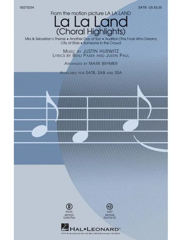 La La Land - Choral Highlights (noty na sborový zpěv, SATB) - SADA 5 ks Cenová Bomba