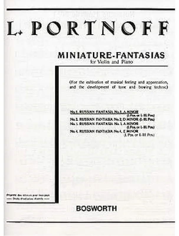 Leo Portnoff Russian Fantasia No.1 in A Minor (noty na housle, klavír) Originální