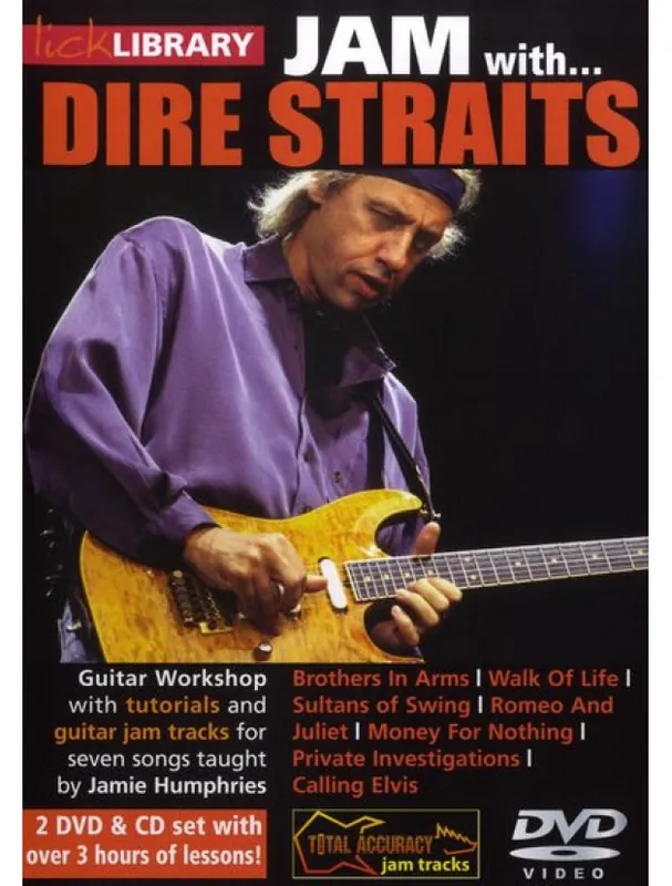 Horká Nabídka Lick Library Jam With Dire Straits (DVD & CD) (video škola hry na kytaru)