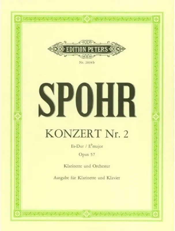 Louis Spohr Clarinet Concerto No.2 in E flat minor Op.57 (noty na klarinet, klavír) Vysoce Kvalitní