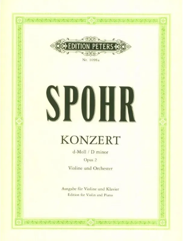 Louis Spohr Concerto No.2 in D minor Op.2 (noty na housle, klavír) Značkový