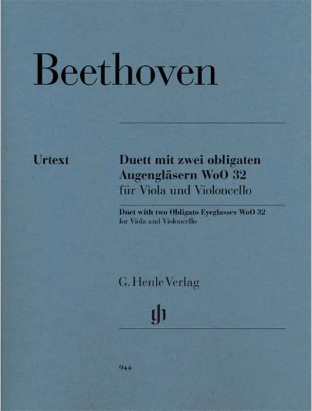 Dokud Zásoby Vydrží Ludwig van Beethoven Duet With Two Obligato Eyeglasses, WoO 32 (noty na violu, violoncello)