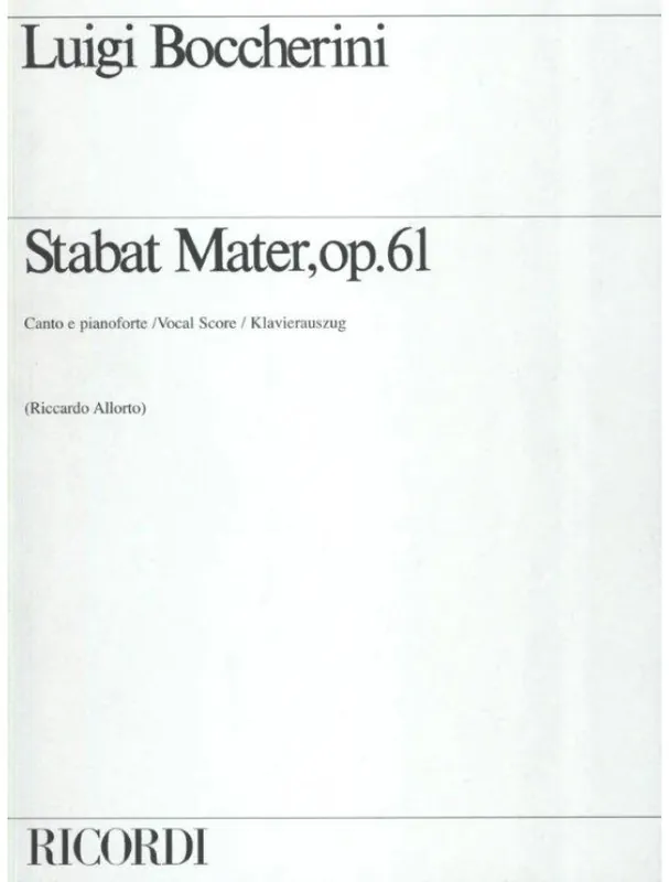 Rychlé Dodání Luigi Boccherini Stabat Mater Op. 61 (noty na klavír, zpěv)