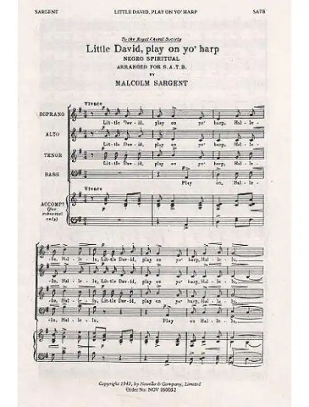 Cenově Výhodný Malcolm Sargent Little David, Play On Yo‘ Harp (noty na sborový zpěv SATB) - SADA 5 ks