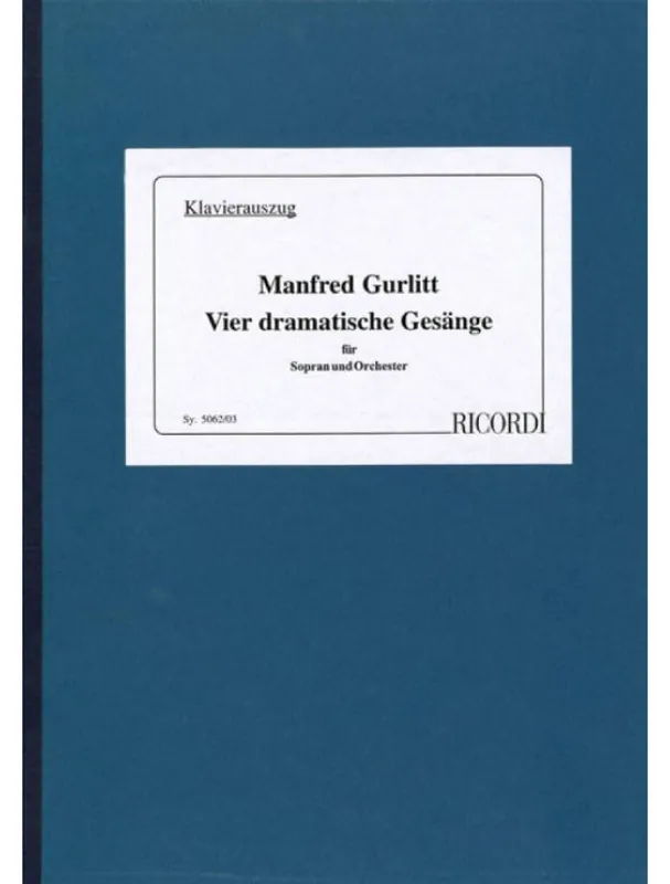 Víkendová Akce Manfred Gurlitt Vier dramatische Gesänge (noty na klavír, zpěv)