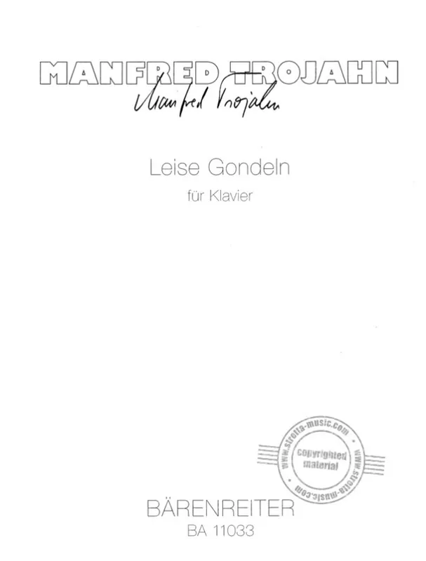 Manfred Trojahn Leise Gondeln (noty na klavír) Víkendová Akce