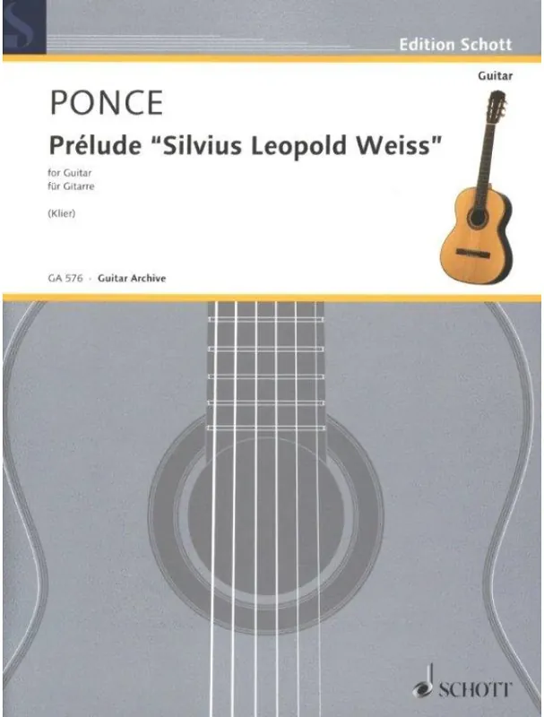Manuel Maria Ponce Prelude Silvius Leopold Weiss (noty na kytaru) Super Cena