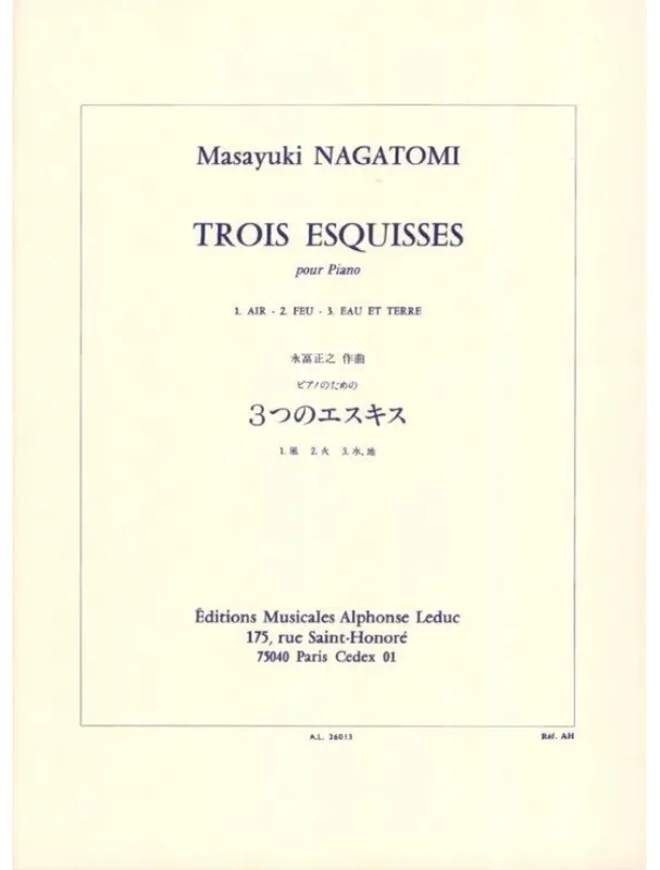 Masayuki Nagatomi 3 Esquisses pour piano (noty na klavír) Nejprodávanější