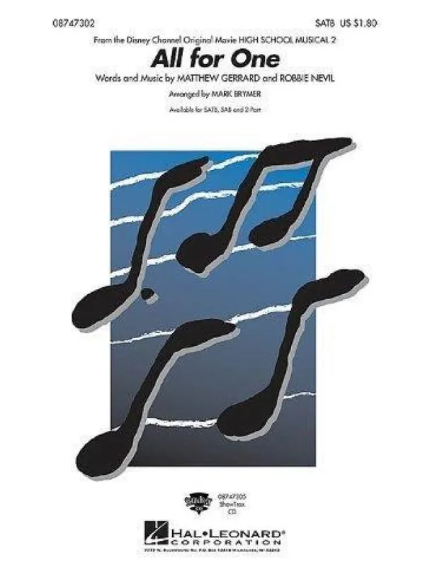 Matthew Gerrard And Robbie Nevil All For One (noty na sborový zpěv SATB) - SADA 5 ks Sezónní Sleva