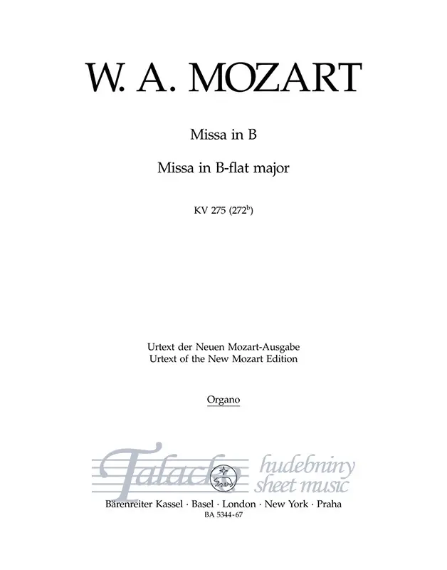 Missa in B flat major - organo Originální