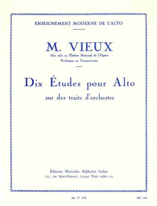 Maurice Vieux 10 Studies For Viola (noty na violu) Nová Kolekce
