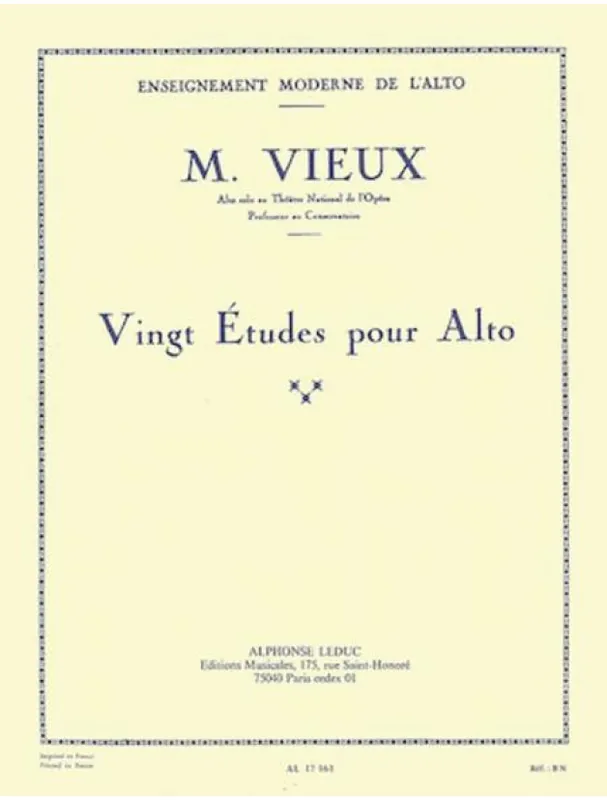 Originální Maurice Vieux 20 Studies for Viola (noty na violu)