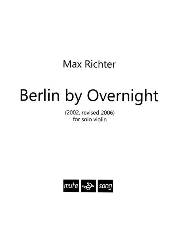 Cenově Výhodný Max Richter Berlin By Overnight (noty na housle)