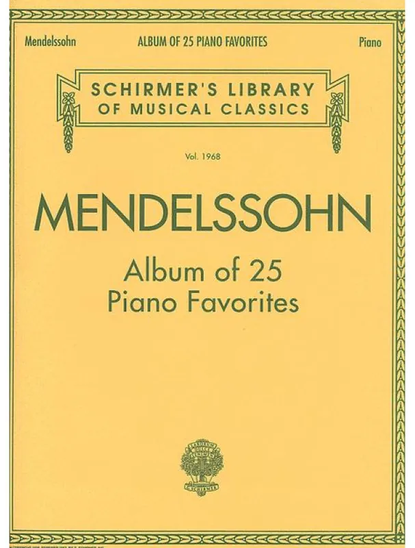 Mendelssohn Bartholdy Album Of 25 Piano Favourites (noty na klavír) Cenová Bomba