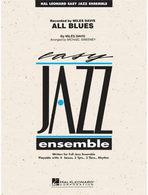 Omezená Nabídka Miles Davis All Blues (snadné noty pro jazzový orchestr, party, partitura)