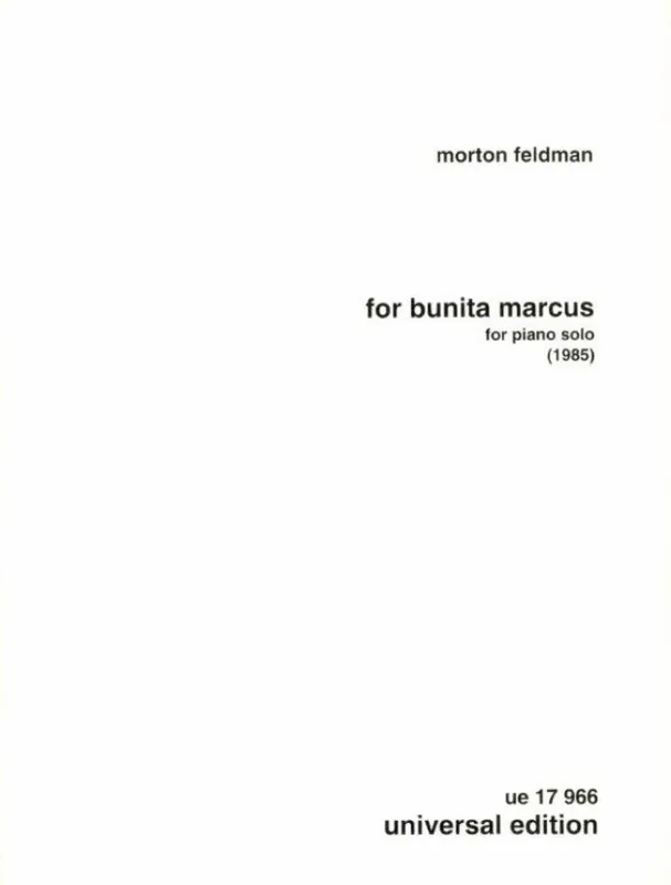 Omezená Nabídka Morton Feldman For Bunita Marcus (noty na klavír)