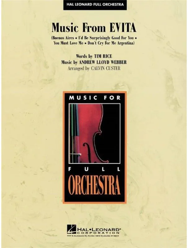 Music from Evita (noty pro symfonický orchestr, party, partitura) Výprodej