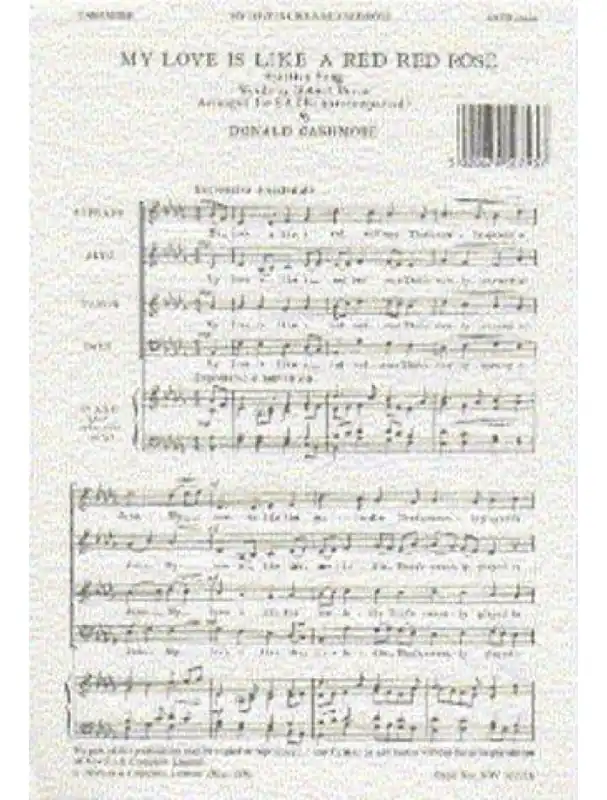 My Love Is Like A Red Red Rose (noty na sborový zpěv SATB) - SADA 5 ks Víkendová Akce