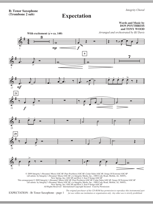 Cenový Hit Expectation - Tenor Sax (Trombone 2 sub)