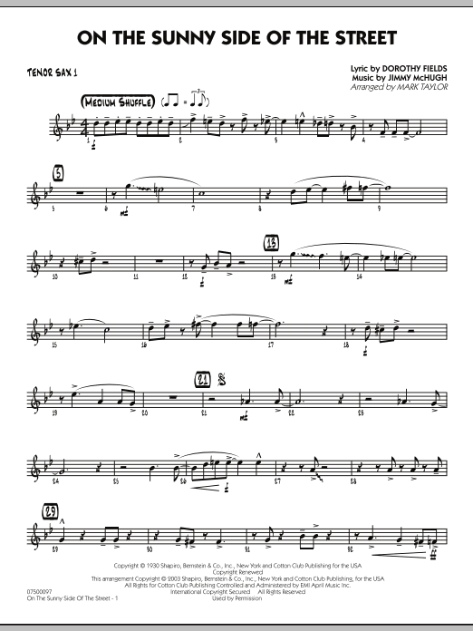 On The Sunny Side Of The Street - Tenor Sax 1 Tovární Cena
