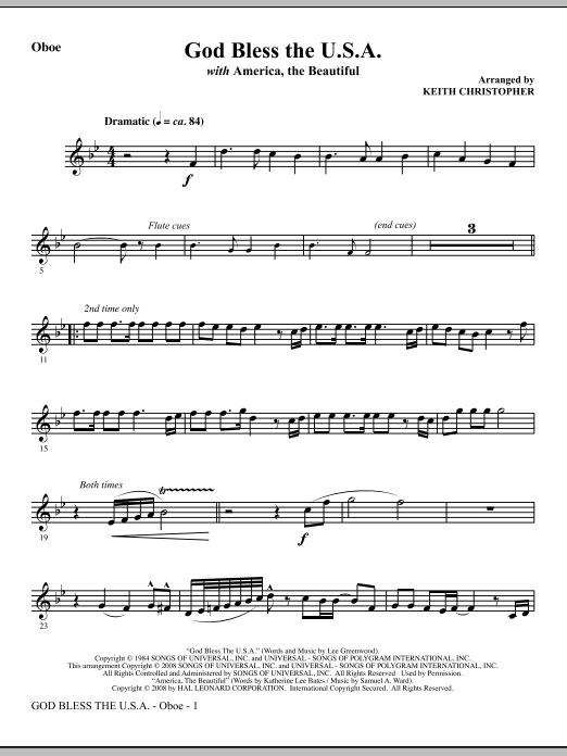 Objednat Nyní God Bless The U.S.A (with America, The Beautiful) - Oboe