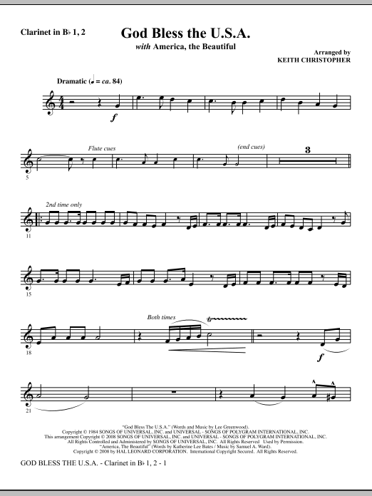 God Bless The U.S.A (with America, The Beautiful) - Bb Clarinet 1,2 Levný