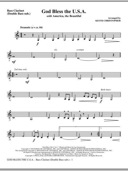 Must-Have God Bless The U.S.A (with America, The Beautiful) - Ten Sax, Bar. Sax (Tbn 1,2 sub
