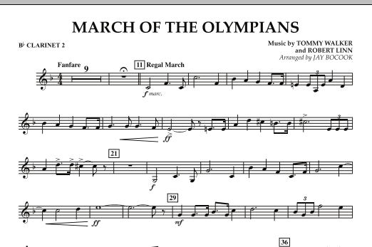 Oblíbený March Of The Olympians - Bb Clarinet 2
