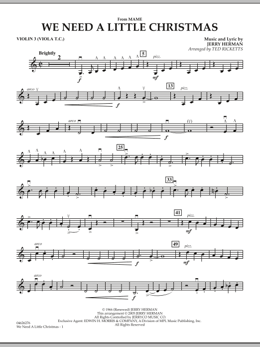 We Need A Little Christmas (from Mame) - Violin 3 (Viola T.C.) Horká Nabídka