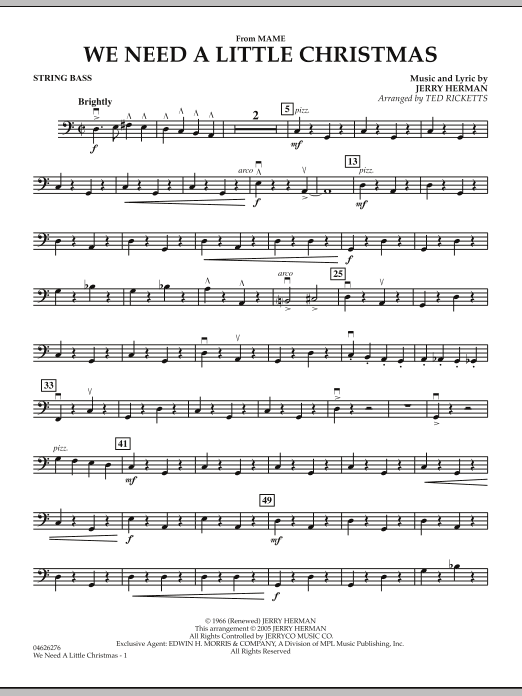 Autentický We Need A Little Christmas (from Mame) - String Bass